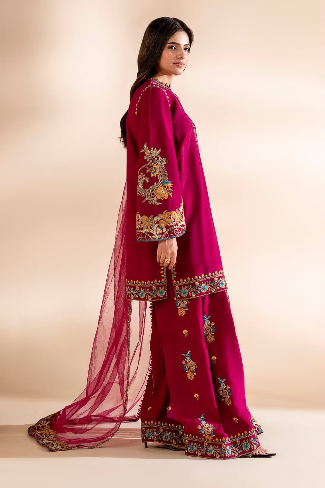 3-Pcs Charizma Unstitched Digital Print Silk Suit with Organza Dupatta