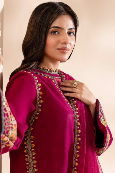 3-Pcs Charizma Unstitched Digital Print Silk Suit with Organza Dupatta