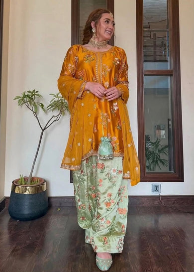 3-Pcs Zainab Chottani - Unstitched Digital Print Silk Suit
