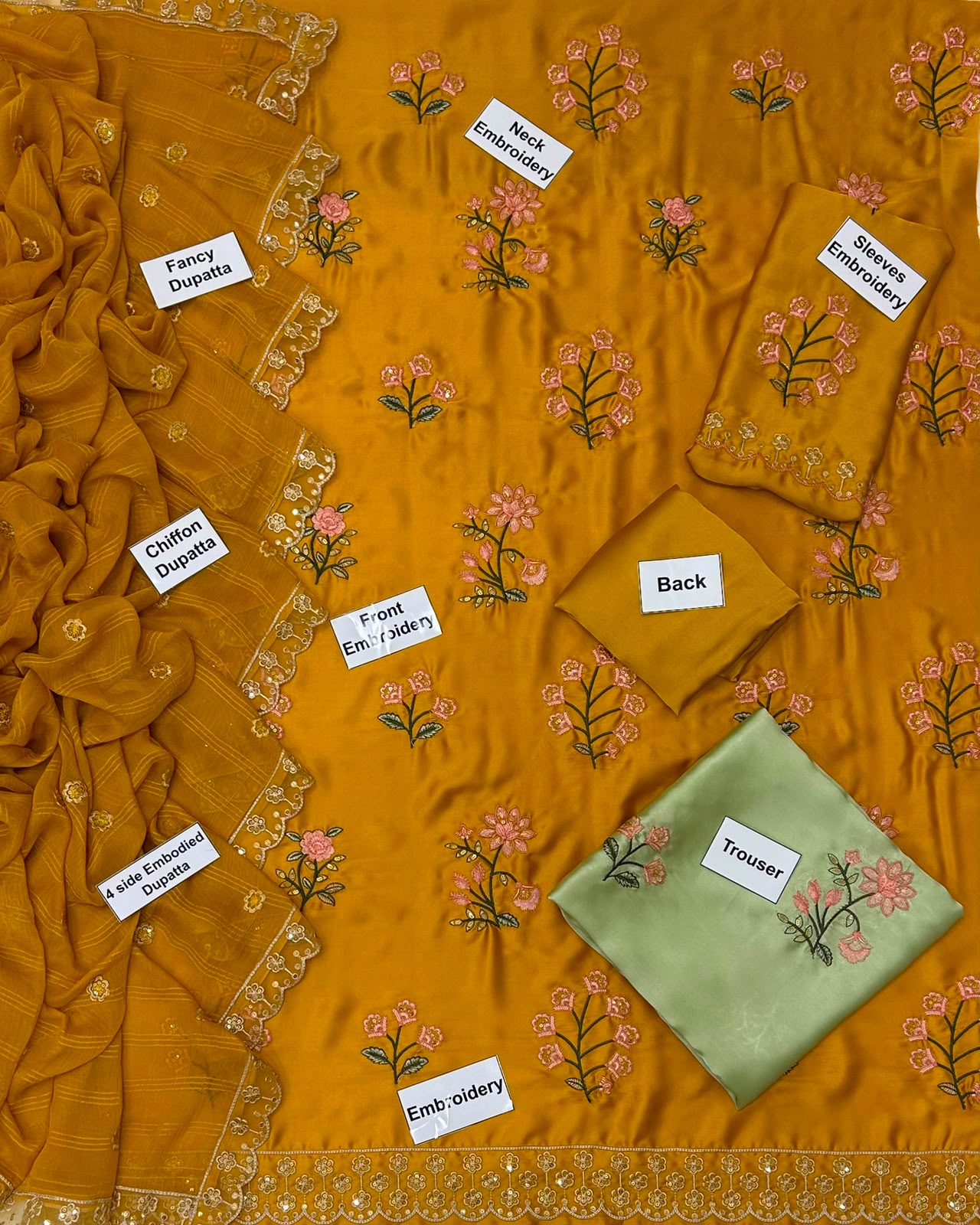 3-Pcs Zainab Chottani - Unstitched Digital Print Silk Suit