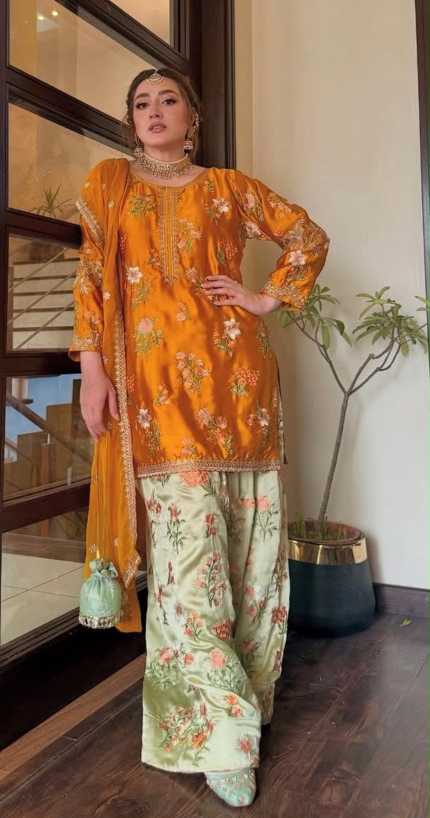 3-Pcs Zainab Chottani - Unstitched Digital Print Silk Suit