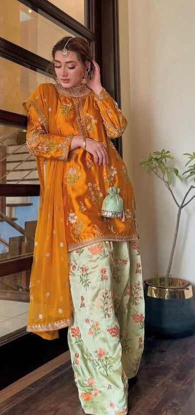 3-Pcs Zainab Chottani - Unstitched Digital Print Silk Suit