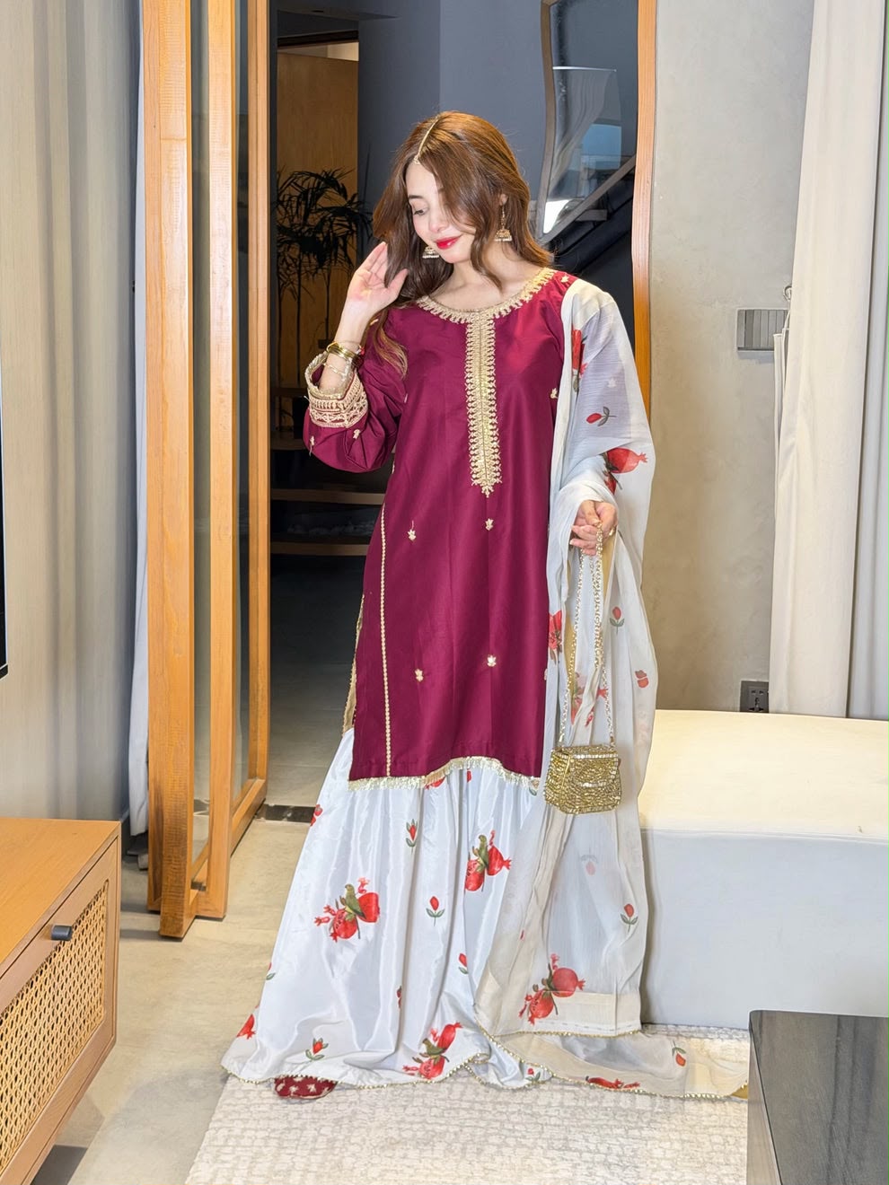 3-Pcs Zara Shahjahan Embroidered - Unstitched Digital Print Silk Suit